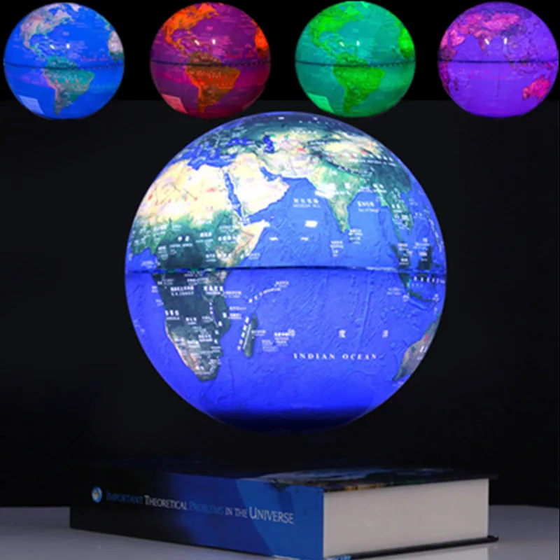 Lámpara levitante magnética con forma de libro, globo luminoso flotante de 8 pulgadas, mapa del mundo, uso escolar, Festival, regalo, decoración del