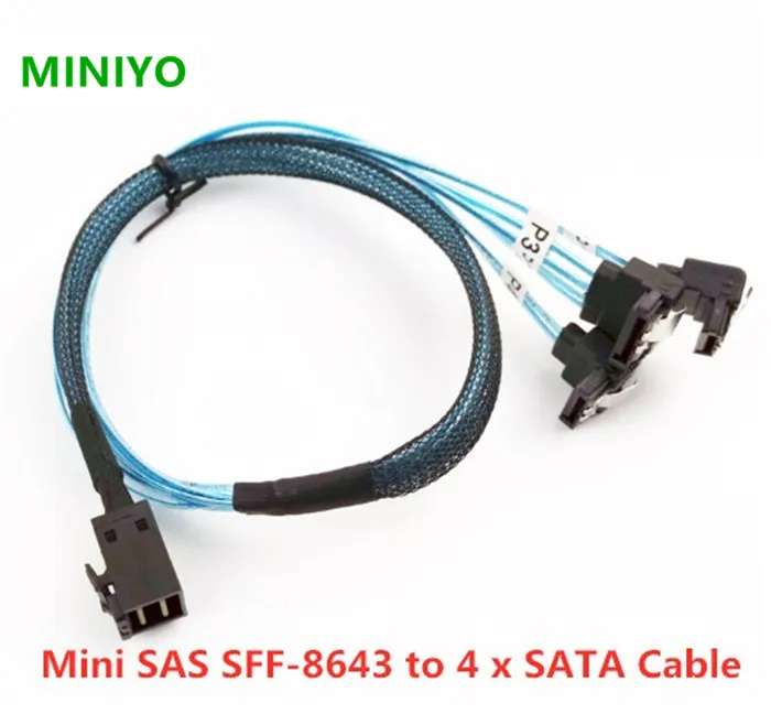 

Internal 12G HD Mini SAS SFF-8643 to 4 x SATA Cable Hard Drive Angle Cable HD Mini SAS Host/Controller for LSI/Adaptec SAS card