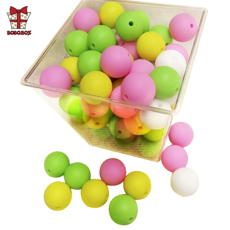 BOBO.BOX 19mm 10pcs Round Perle Silicone Beads Food Grade Baby Teething Beads Pacifier Chain Accessories Silicone Teether Toys