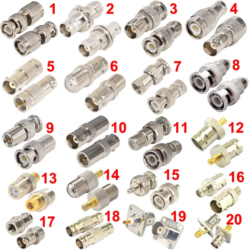 1 Piece Adapter Connector BNC F TV to TNC / F TV / FME / IEC PAL DVB-T / MCX / SMB Male Plug & Female Jack RF Coaxial