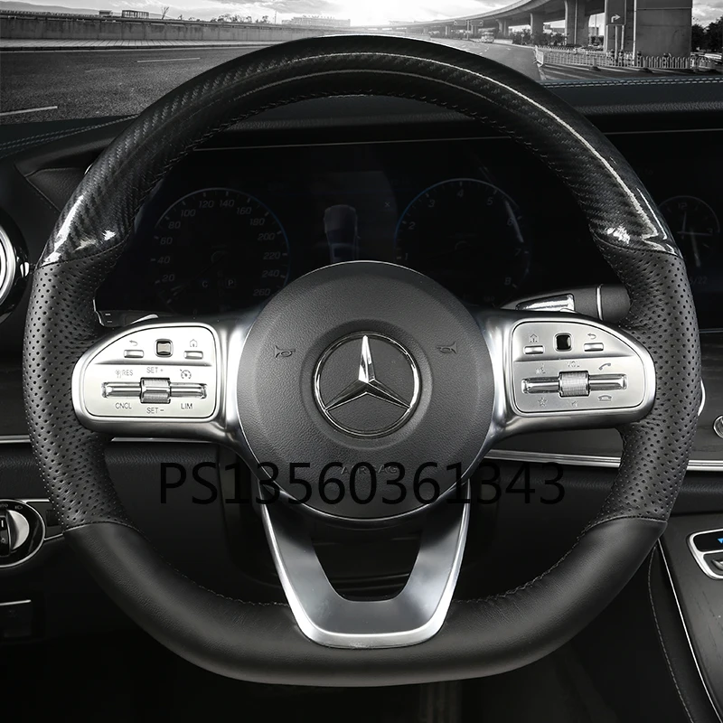 For Mercedes-Benz GLC C200 C-Class E-Class E300 GLA CLA GLB GLE hand-stitched leather suede steering wheel cover