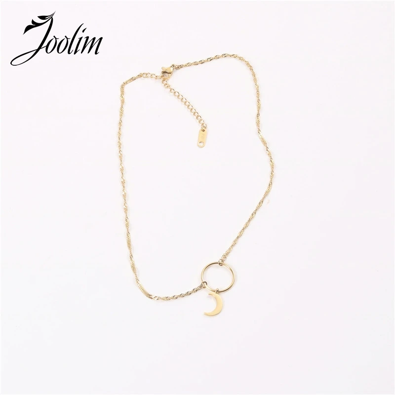 

Joolim Jewelry High End PVD Wholesale Waterproof Symple Star Moon Pendant Stylish Stainless Steel Necklace For Women