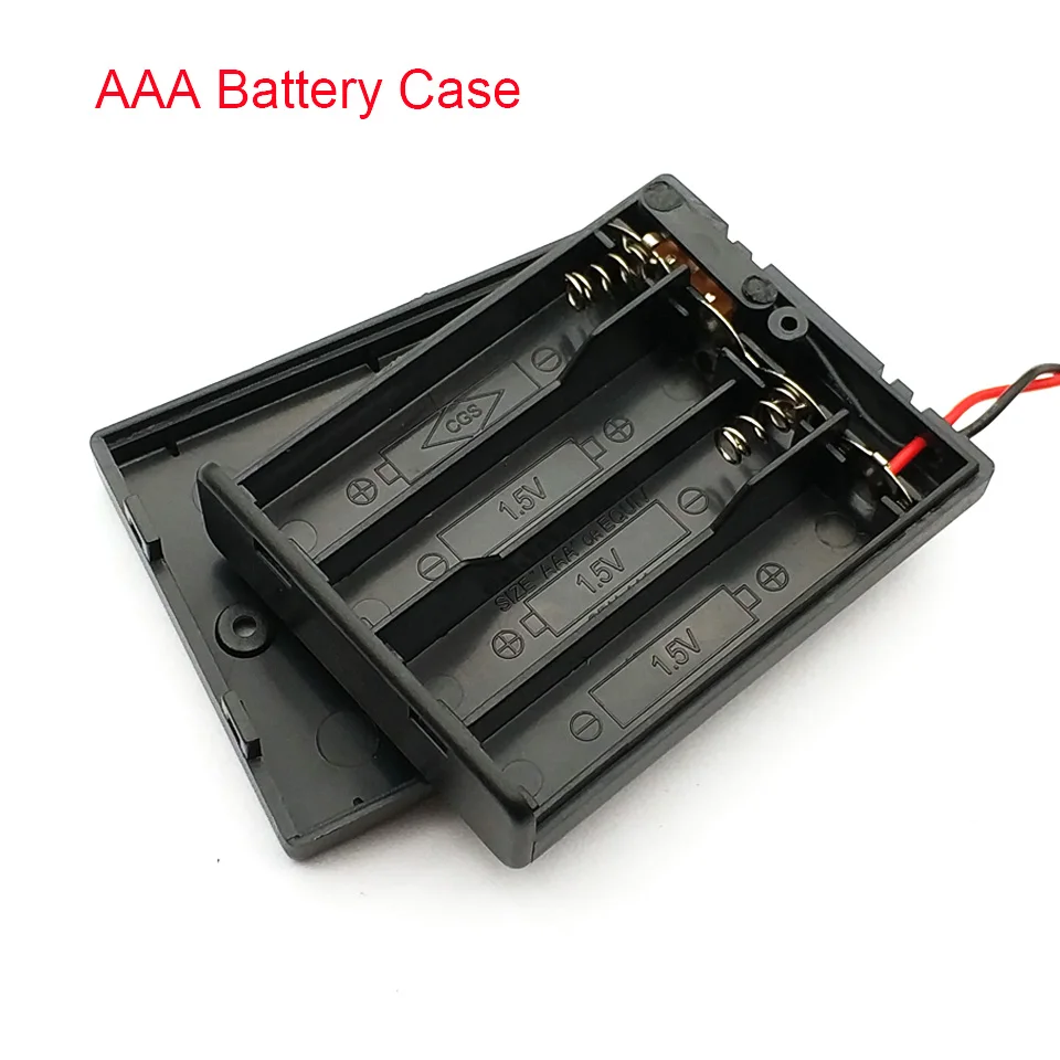 1Pcs 4* AAA 6V Battery Holder Case Box With Leads With ON/OFF Switch Cover 4 Slot Standard Battery Container