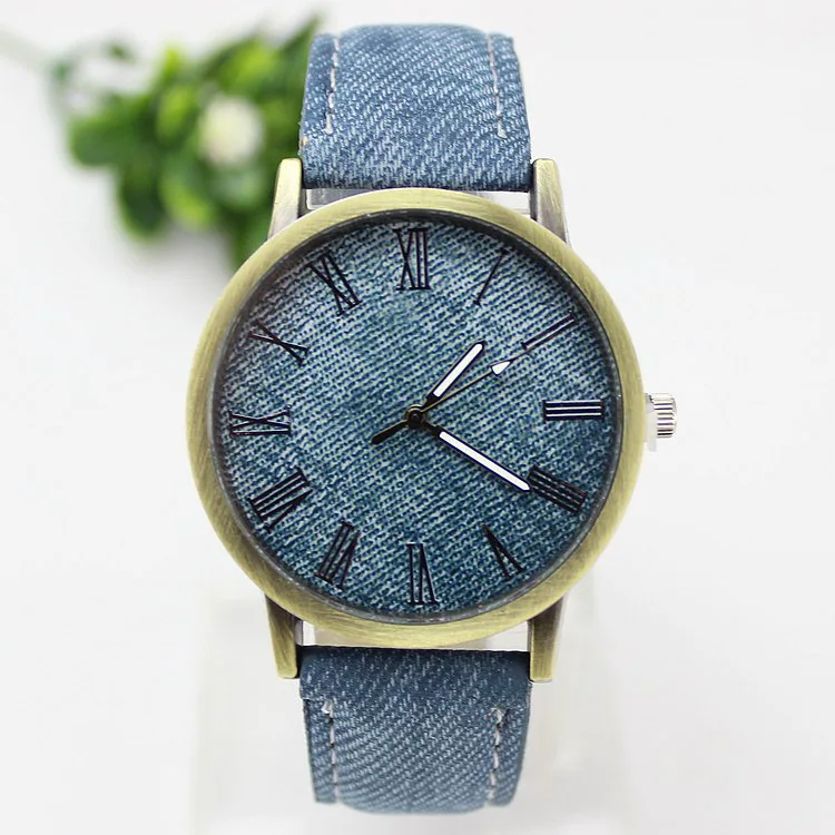 Nieuwe Mode Mannen Casual Quartz Horloge Vrouwen Jean Stof Lederen Band Jurk Horloges Relogio Feminino Dames Horloge Hot Klok