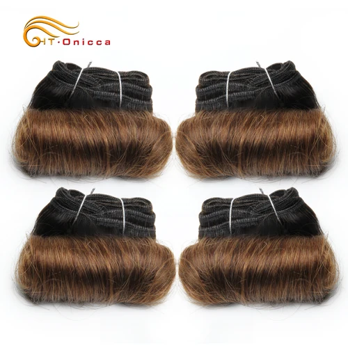 Imagen 2 del producto Mechones de cabello rizado, extensiones de cabello humano postizo malayo, 4 unids/lote, productos para el cabello corto, mechones ondulados, extensiones de cabello humano