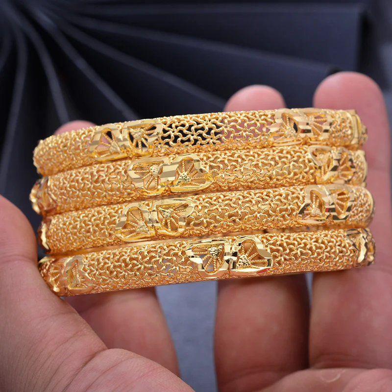 

Bracelet 4Pcs 24K Arab Gold Color Bangles For Women/Girl Middle East Dubai Bangles&Bracelet Wedding Ethiopian African Jewelry