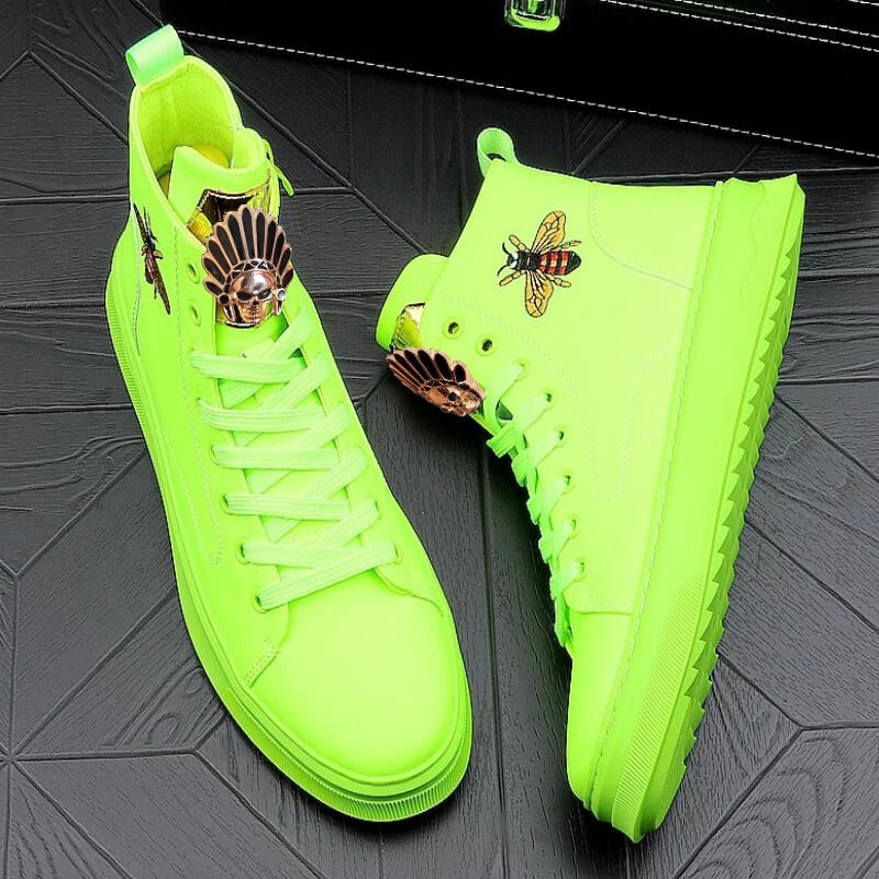 

Men's casual luxury designer Green men's leather boots Loafers men's high top luxury brand shoes beauty accessories casual shoA6