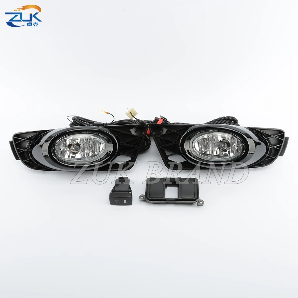 ZUK For CIVIC FD 2009-2011 Front Bumper Fog Lamp Fog Light Additional Set Foglight Upgrade Kit With Swith and Wire Harness