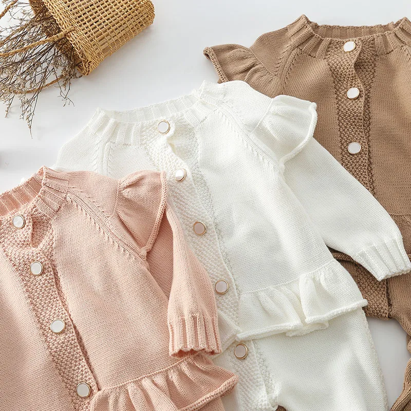 MILANCEL Spring New Baby Clothes Knitting Romper Lace Jumpsuit Girls Outfits Korean Newborn Overalls Baby Girls Clothes