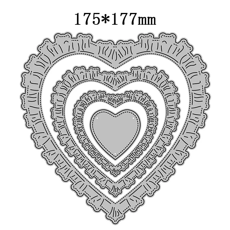 2021 New Exquisite Lace Heart Shape Metal Cutting Dies for Scrapbooking Paper Craft and Card Making Embossing Decor No Stamps