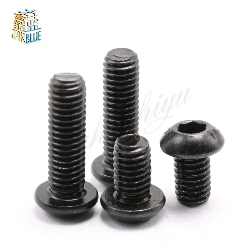 100PCS M3 series 10.9 round head hex socket screws M3*6/8/10/12-50 mm the mushroom head hex socket screws