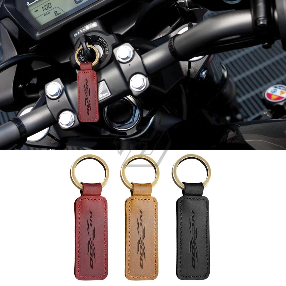 For Honda NC700X NC 700X ABS Motorcycle Cowhide Keychain Key Ring