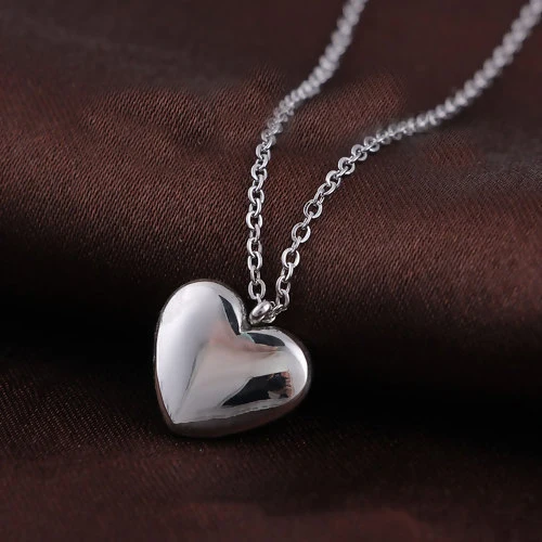 Heart Shape Necklace 304 Stainless Steel Silver Color Heart Gifts For Women Fashion Jewelry 45cm(17 6/8