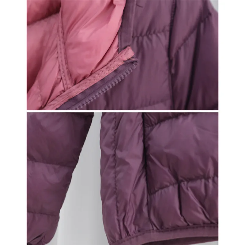 Winter Double-sided Coat Women Ultra Light White Duck Down Jacket Parkas Female Hooded Down Coats Short Oversize Puffer Outwears