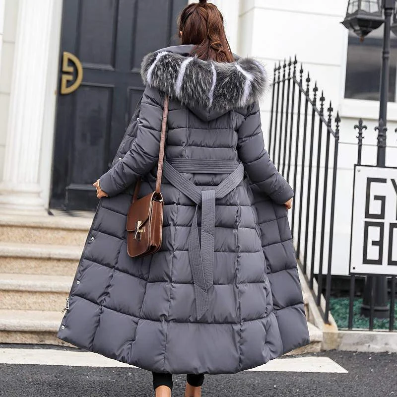 

Hooded Fur Collar Down Parkas Women Winter X Long Thick Warm Coat Chaqueta Mujer Female Down Cotton-padded Clothes Jacket X9211