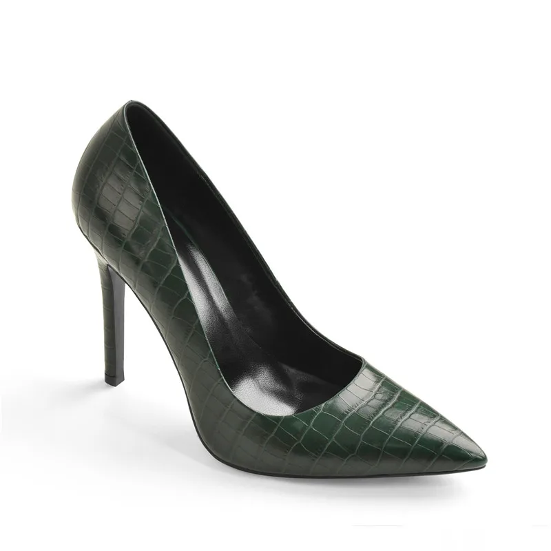 Onlymaker Women\'s Pointed Toe Darksea green Slip On Thin Heel s Stone Patent Leather  Stiletto Pumps
