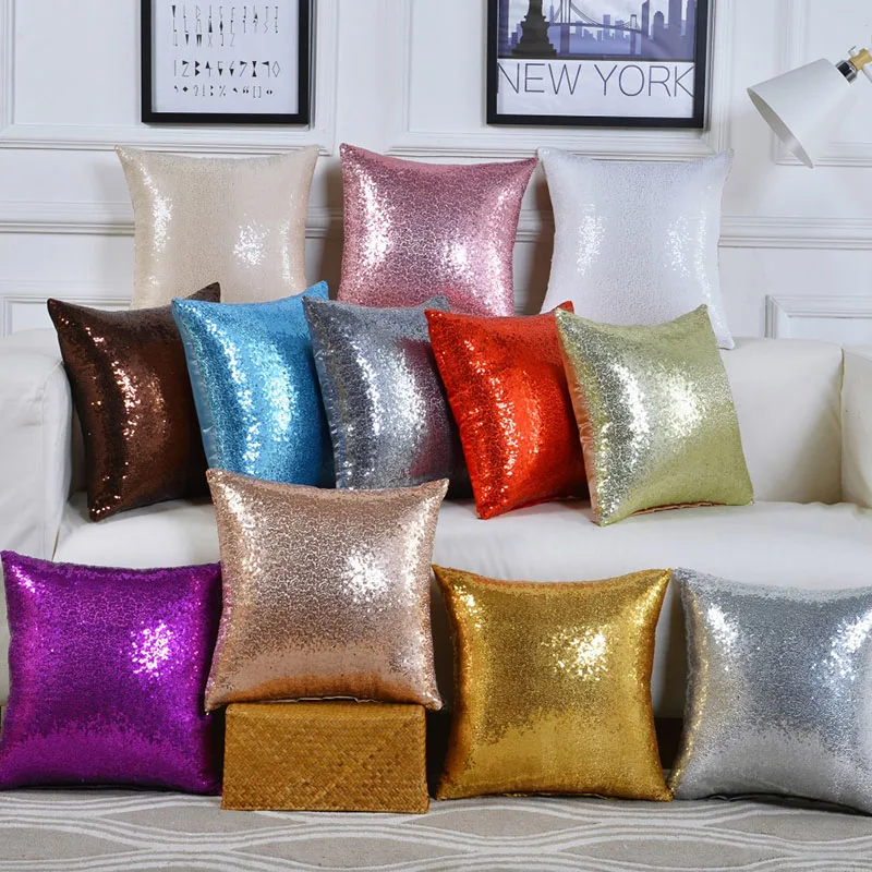 Mermaid Pillow Case Cushions with Sequins Cushion Cover Sofa Home Decor Decorative Pillows Glitter Throw Pillow 40*40 cm 40561