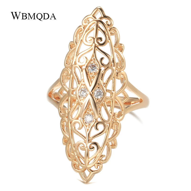 Wbmqda Luxury Ethnic Bride Ring Wedding Jewelry Trendy 585 Rose Gold Natural Zircon Rings for Women Fashion Vintage Jewelry