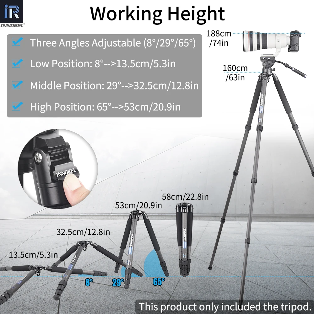 INNOREL NT364C Professional Carbon Fiber Camera Tripod Birdwatching Heavy Duty Tripod 75mm Bowl Adapter for DSLR Video Camcorder