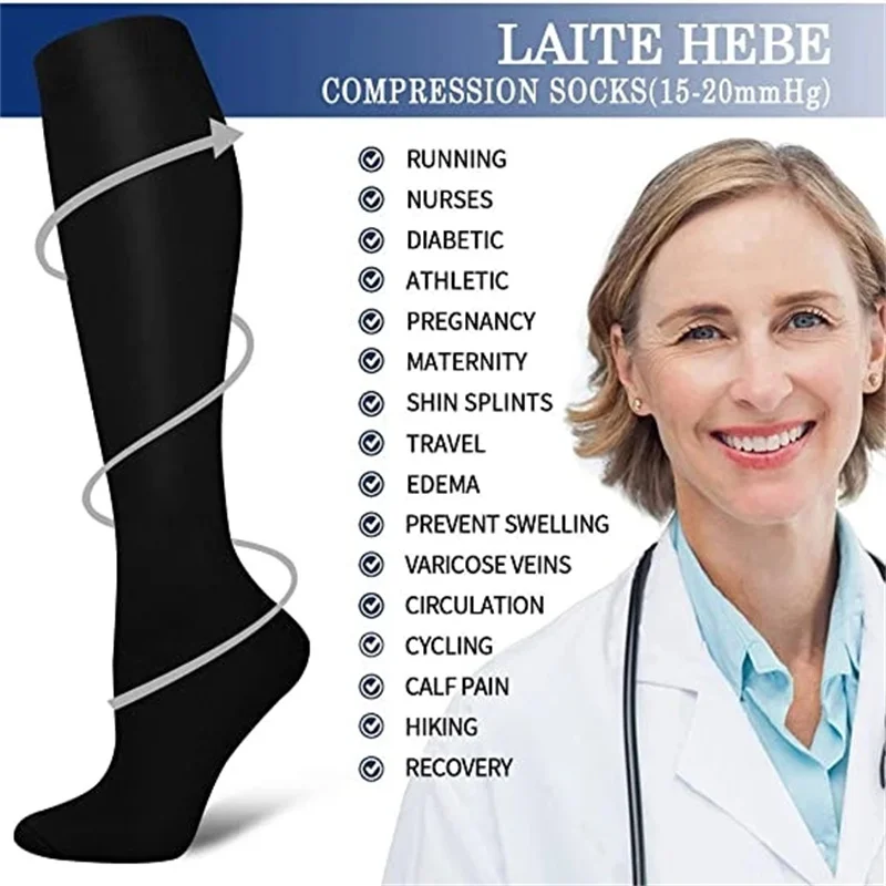 Compression Stockings Blood Circulation Promotion Slimming Compression Socks Anti-Fatigue Comfortable Solid Color Socks