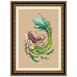 Mermaid fairy cross stitch kit beads pattern design 18ct 14ct 11ct linen flaxen canvas embroidery DIY needlework