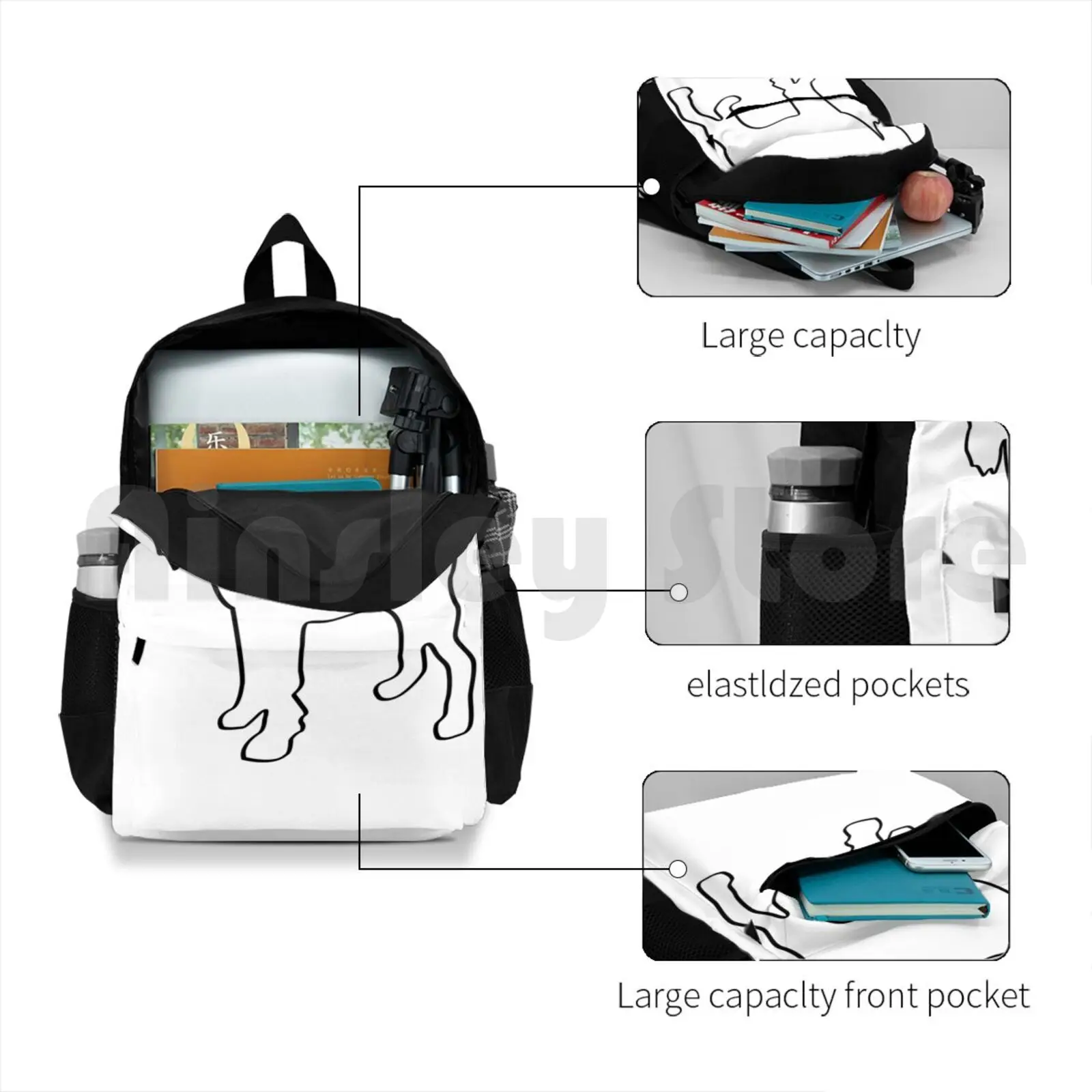 Dog Outline Cocker Spaniel Gifts Outdoor Hiking Backpack Waterproof Camping Travel Dog Outline Cocker Spaniel English Cocker