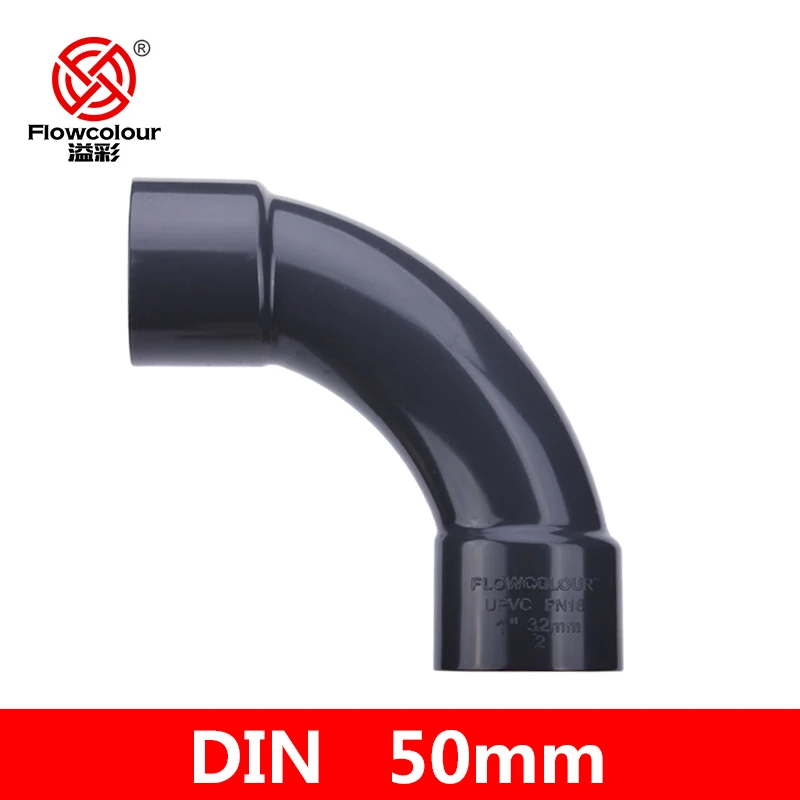 Flowcolour UPVC 50mm Crescent Moon Elbow Connector for Garden Irrigation Aquarium Adapter Water Tank Water Pipe Elbow Joints