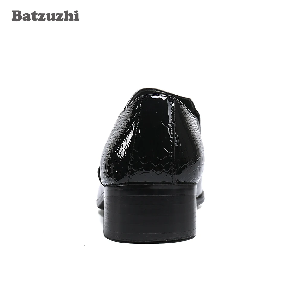 Batzuzhi handgefertigte modische Herrenschuhe, spitze Zehen, schwarze Leder-Kleiderschuhe für Herren, schwarze formelle Business- und Partyschuhe für Herren, EU38–46