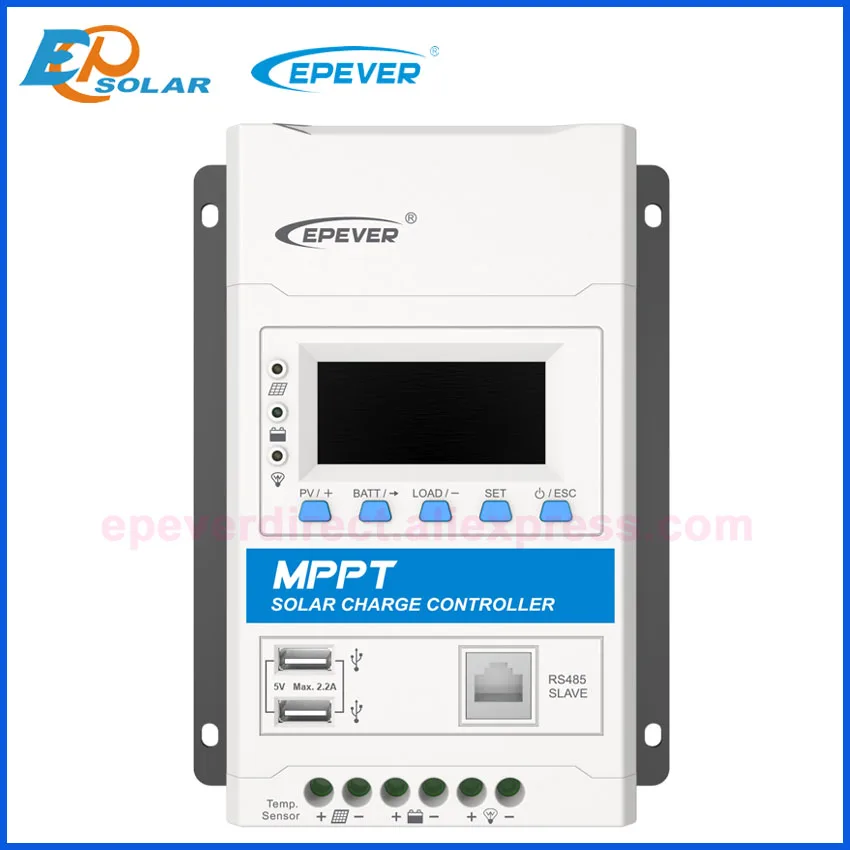 epever controlador de carga solar triron4210n 4215n 40a mppt 12v 24v lcd regulador solar 100v entrada pv negativo comum com ds2 01