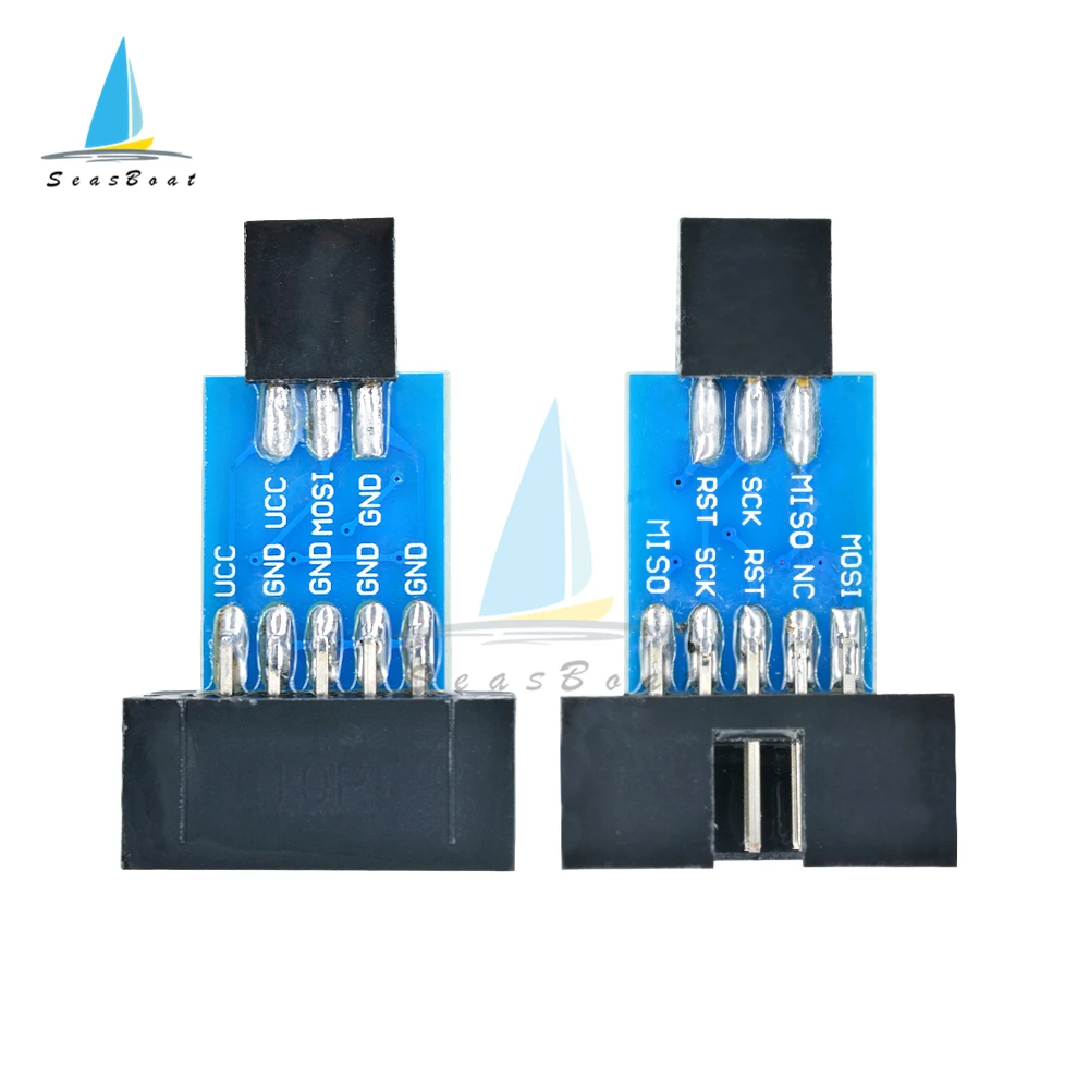 1pcs 10 Pin to 6 Pin Adapter Board for AVRISP MKII USBASP STK500 High Quality