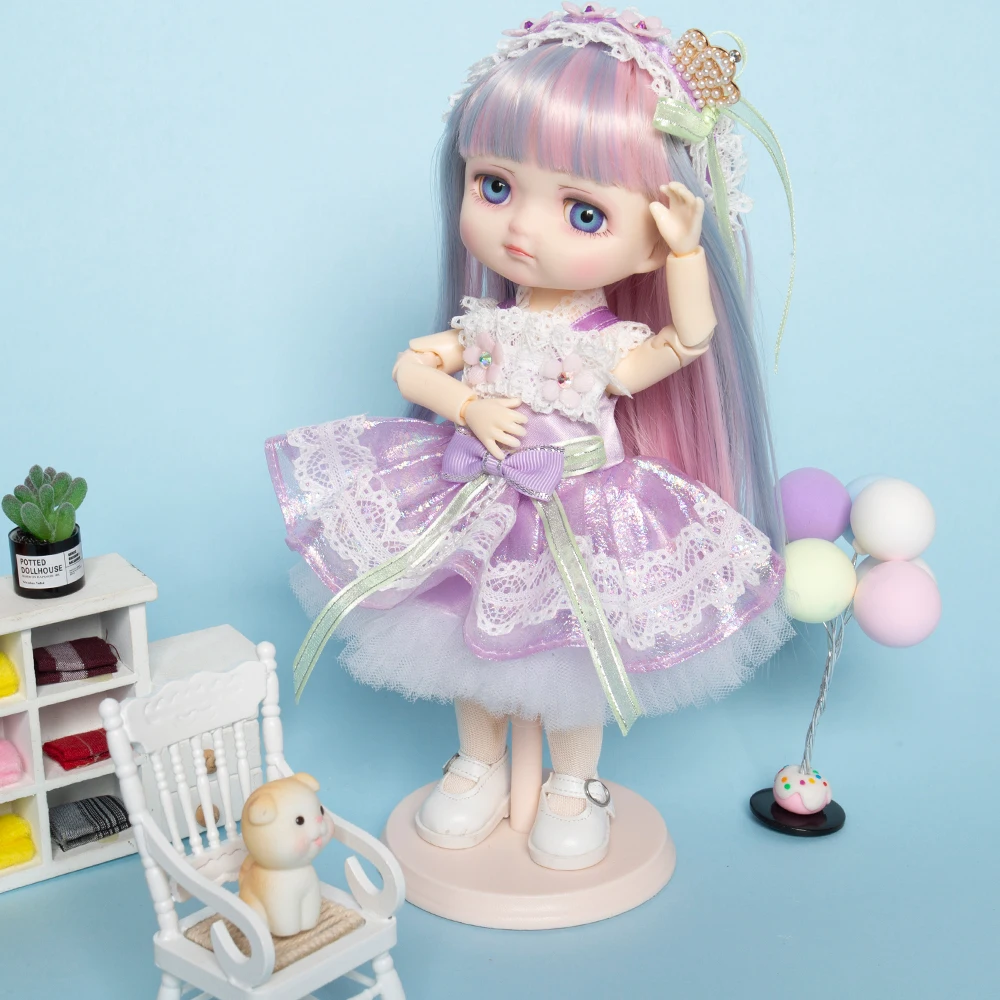 UCanaan 1/8 BJD Doll Fashion Girls giocattoli con completi completi 3 paia mani 3 occhi intercambiabili Set di vestiti parrucca Stand confezione regalo