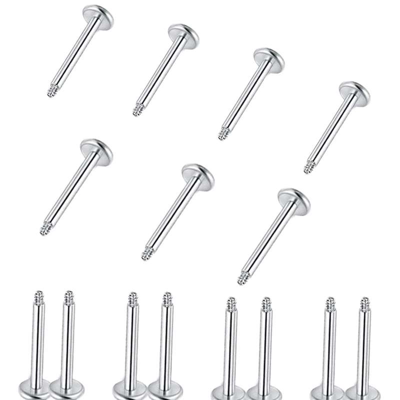 10Pcs Lip Stud Ear Stud Rod Labret Barbell Piercing 14g 16g DIY Stainless Steel Body Replacement Spare Parts Accessories