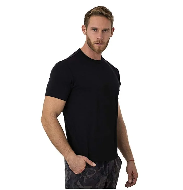 100% Merino Wool T Shirt Men Base Layer Merino Tshirt 180G Everyday Undershirt Wicking Breathable Anti-Odor + Hiking Blend Socks