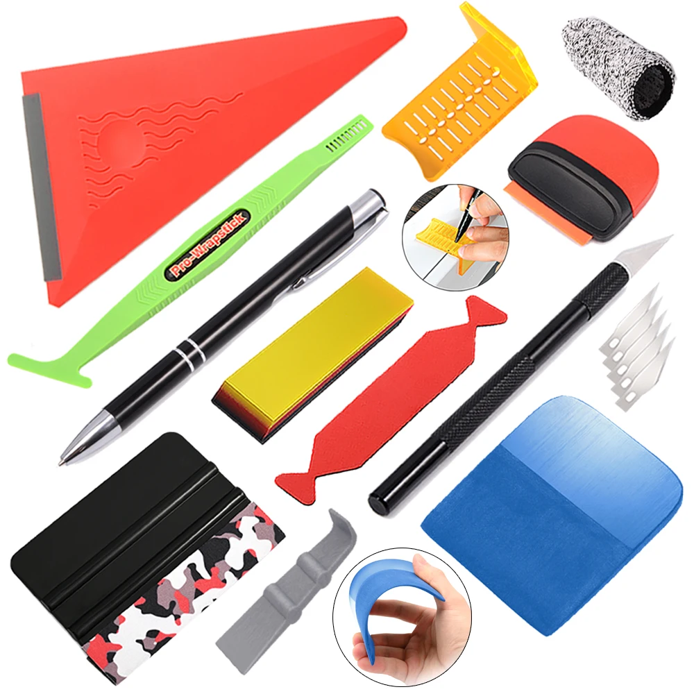 

FOSHIO Tinting Carbon Fiber Film Squeegee Glass Cleaning Wiper Silicone Scraper Magnet Holder Pad Car Vinyl Wrapping Paint Tools