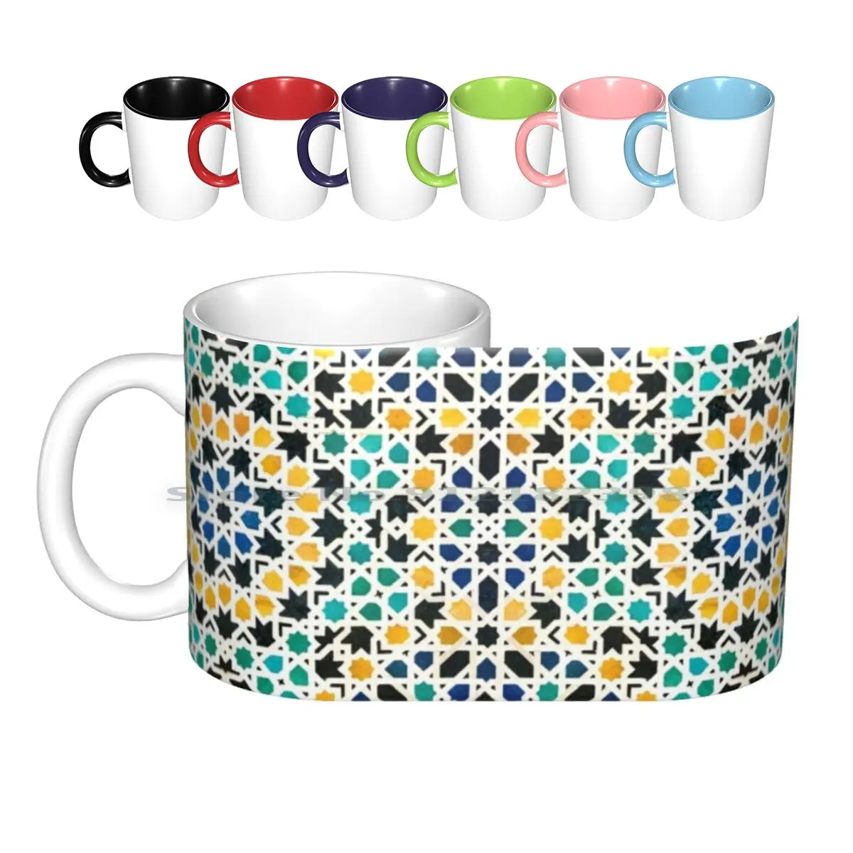 Alhambra Tessellation Ceramic Mugs Coffee Cups Milk Tea Mug Pattern Geometric Mosaic Ceramics Abstract Symmetry Mathematics