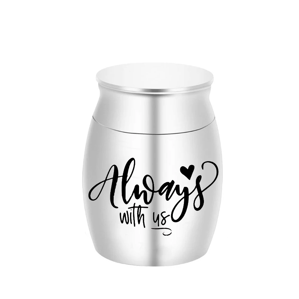 

Always with us Cremation Urns for Human Ashes keepsake heart Aluminum alloy cremation jar to commemorate human or pet 5 colors