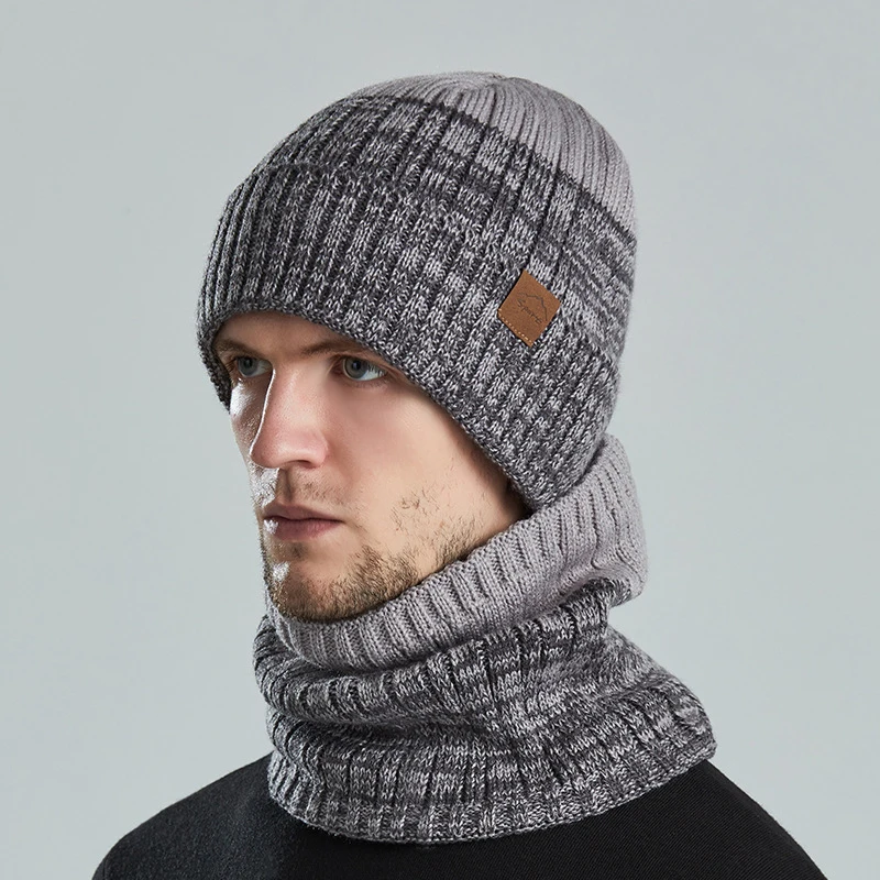 Cappelli invernali per uomo berretti Casual berretto lavorato a maglia da donna scaldino spesso sciarpa cappello set autunno coppia berretto da esterno berretti di moda