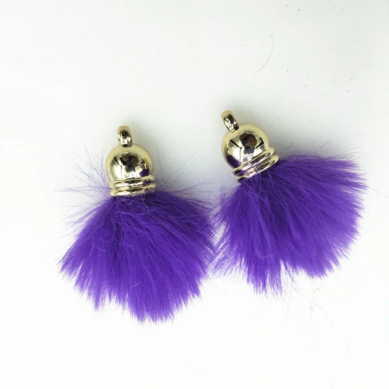 FUYIER 3 CM Pompons Faux Beaver Rabbit Fur Small Ball With Hang Bulb DIY Jewelry Parts Pendant For Tassel Handmade Crafts 20 pcs