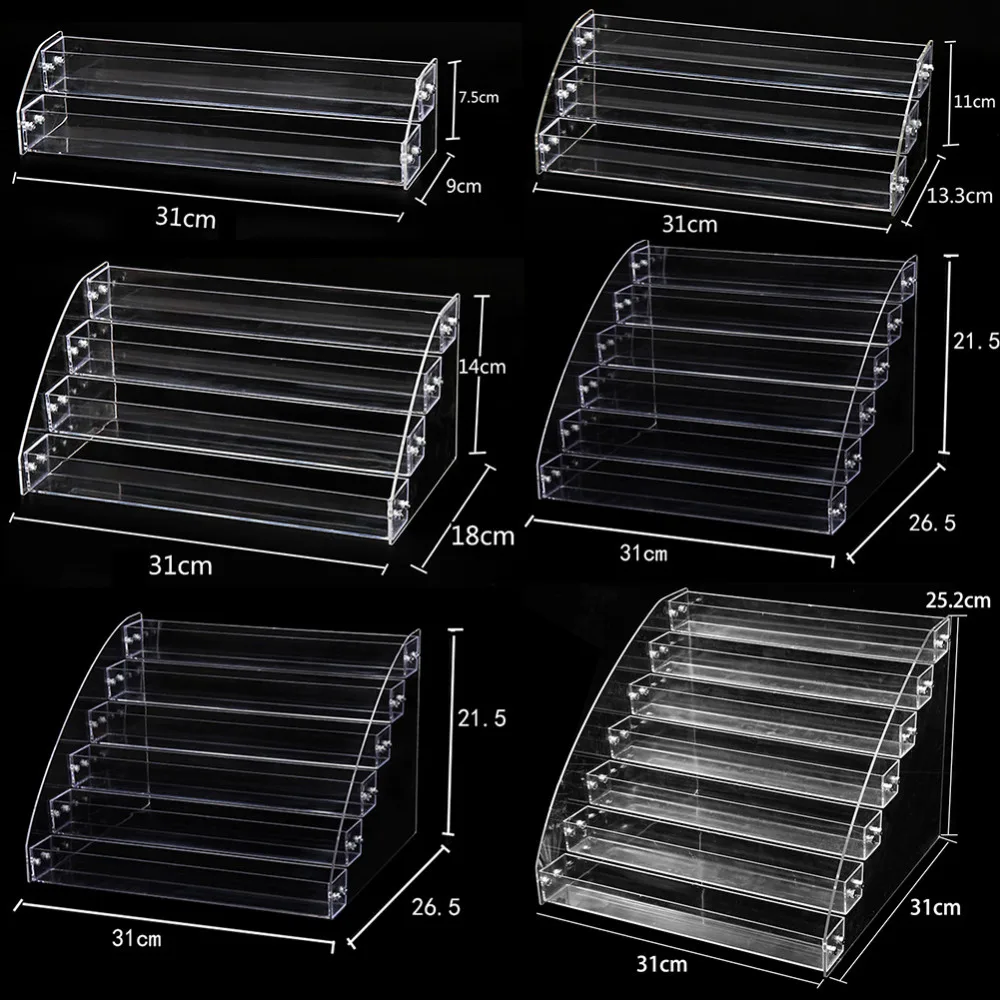 

New Fashion Multilayer Clear Plastic Nail Polish Rack Household Sun Glasses Holder Cosmetic Nail Polish Organize Storage Shelf