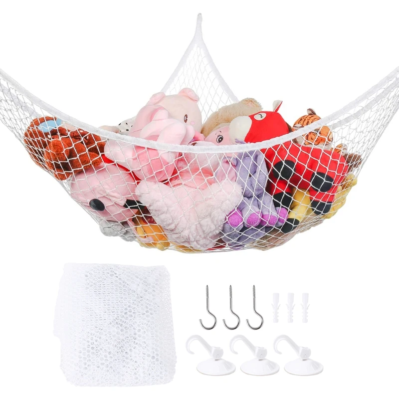 Mesh Net Toy Hammock Corner Stuffed Animals Kids Baby Hanging Storage Organizer