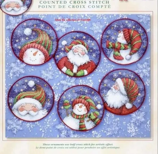 MM Lovely Counted Cross Stitch Kit Ornament Santa Claus Father Snowman Snowmen Gift Christmas Tree Ornaments Dim 08789