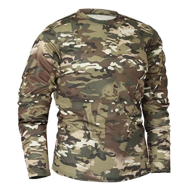 Men\'s Spring Long Sleeve T Shirt Breathable Quick Dry T-shirt Male Outdoor Sports Combat Camouflage Tee Tops Shirt