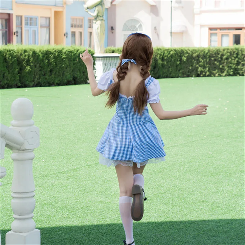 Doce vestido de lolita fantasia de empregada, cosplay de anime, uniforme de empregada, fantasia de dia das bruxas, roupa kawaii, meninas, vestidos de verão de manga curta