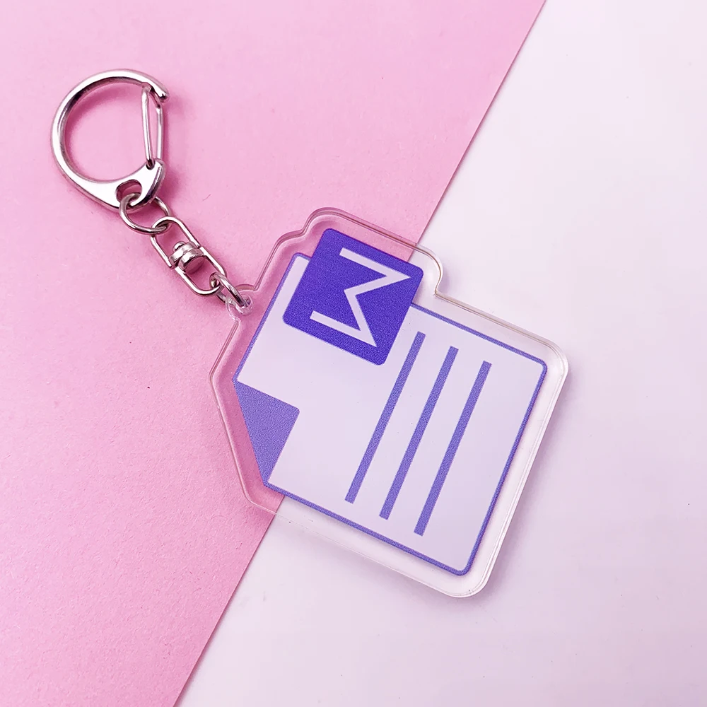 Cute Cartoon Office Software Icon Acrylic Keychain PS Ai Excel Bag Charm Pendant Key Chain Accessories Stainless Steel Key Ring