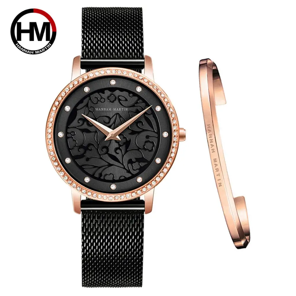 New 1 Set Bracelet Japanese Movement Quartz Ladies Women Stainless Steel Mesh Casual Waterproof Wrist Watch Gift For Female