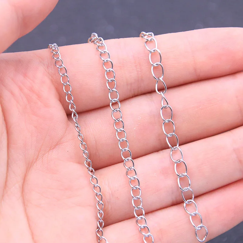 5 Meters/Lot 3 Size Polished Stainless Steel Necklace Tail Chain For DIYJewelry Making Materials Accessories Found