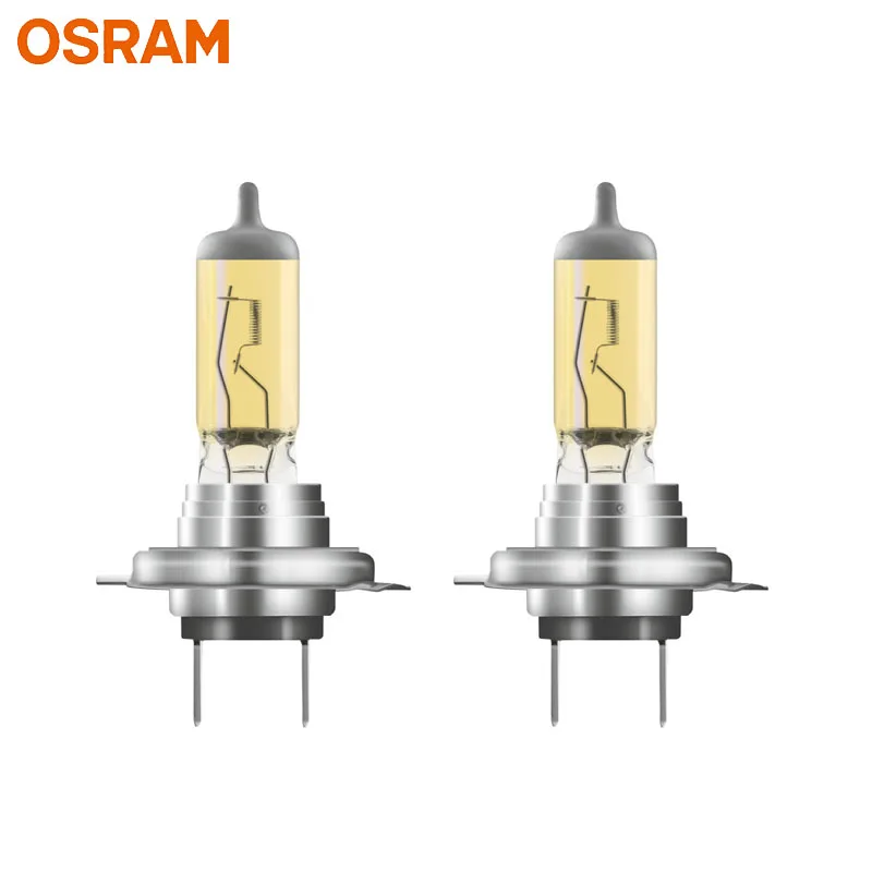 OSRAM H7 Yellow 62210FBR Halogen Fog Breaker 12V 55W Car Original Headlight 2600K Light +60% Brighter Genuine Auto Lamps, Pair
