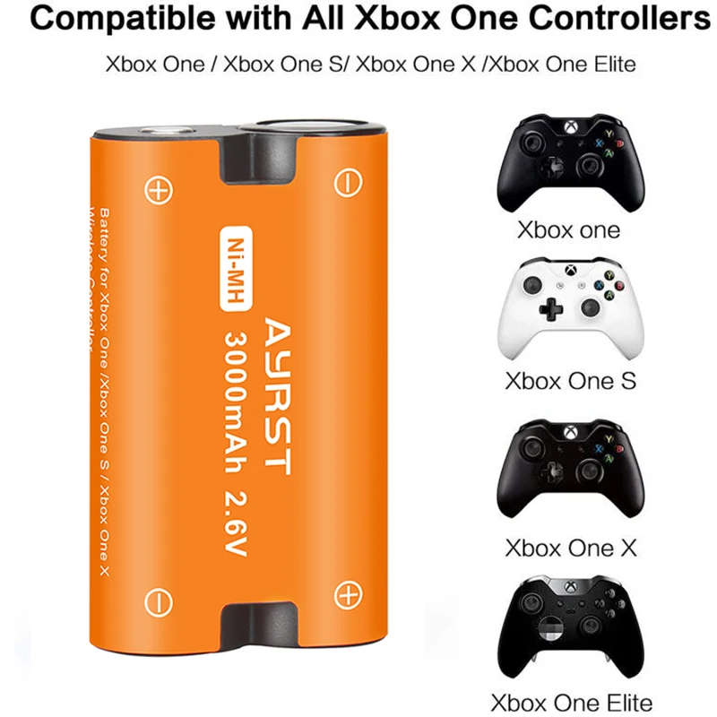Xbox One / Xbox One S/Xbox One X/Xbox One 엘리트 컨트롤러 게임 패드 배터리 용 4pcs 3000mAh 교체 용 배터리 + USB 충전기