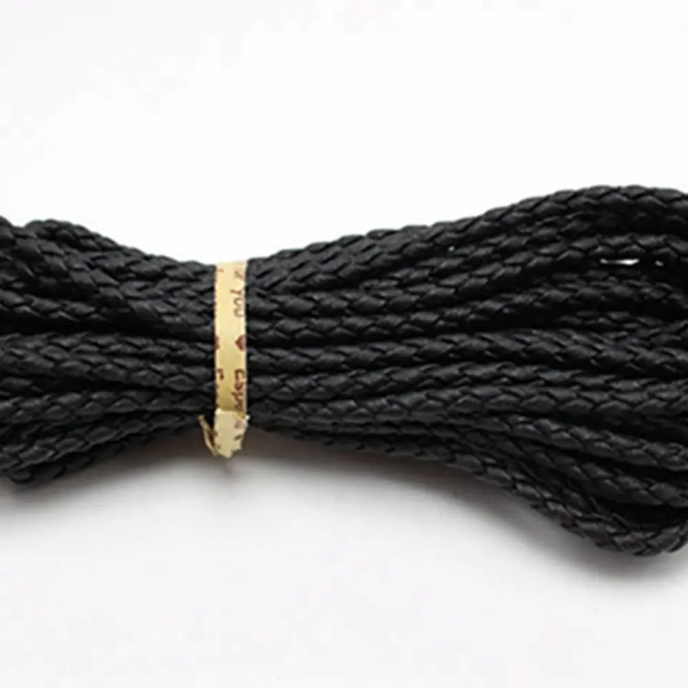 328 Feets (100Meter) Black Braided Bolo Leatherette Jewelry Cord 3mm