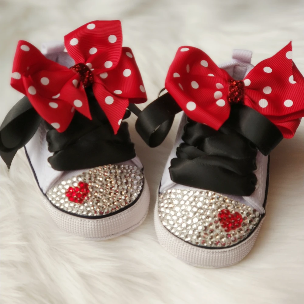 Dollbling Polka Dot Little Cutie Star Sneaker Sparkle Baby Canvas Shoes Stunning Pram 0-1Y Princess girl Sneaker walkers